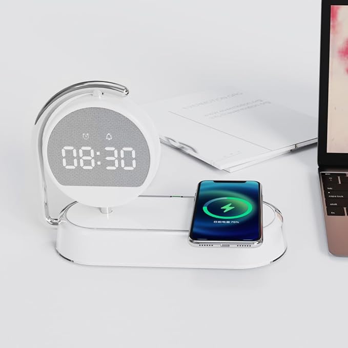 OTXKOO 3 in1 mutifunction Mobile Wireless Charger with Digital Clocks and Night Lights fit for All Series Mobile That Support Wireless