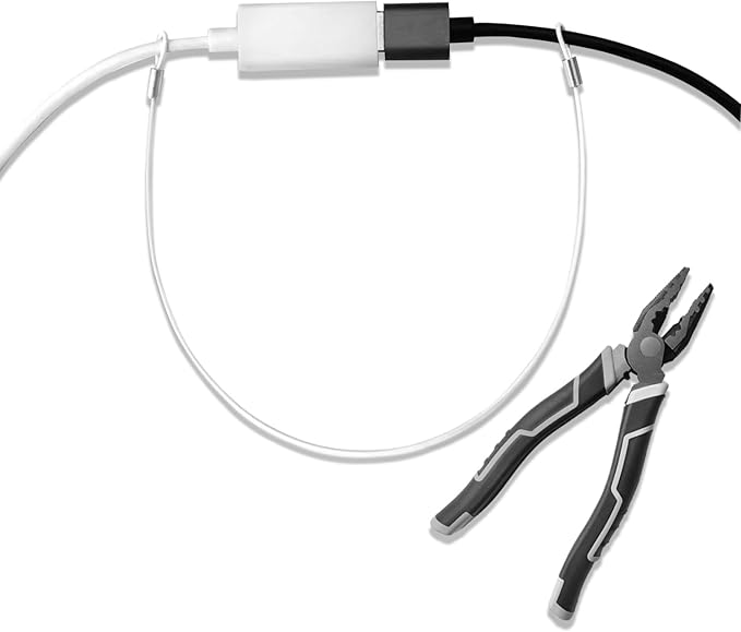 Ciyebst Cable Tethers 15 Pack with Crimping Tool (12 Inches, White), Adjustable Security Cable Look, Universal DIY Adapter Tethering Ties Kit for Computer Cord, Pre-Assembled, Tamper-Resistant