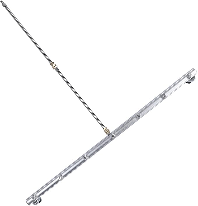 Pressure Washer Broom 39.37 Inch Extension Rod Stainless Steel Cleaner Quick Connect for Driveways Patios Undercarriages Commercial Residential Use (for Undercarriage Cleaner)