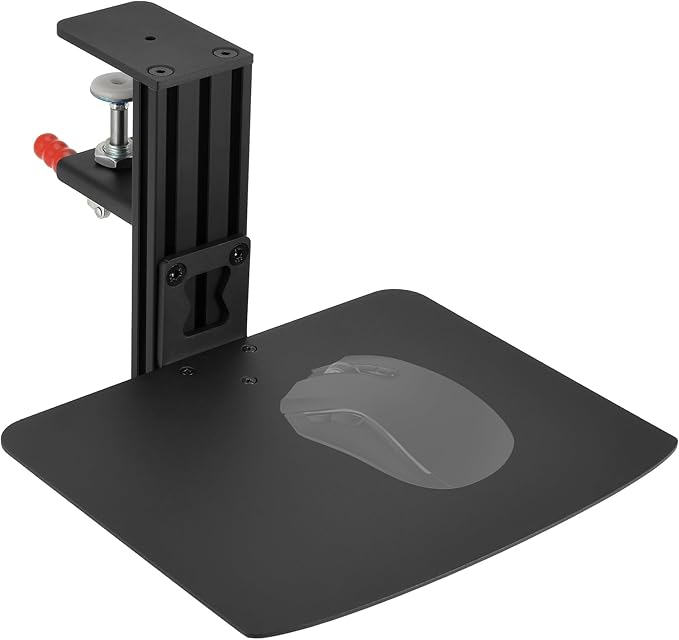 VTUIFBT Metal Clamp-on Adjustable Computer Mouse Pad and Device Holder for Desks, Metal Computer Mouse Desk Mount Pad, 10.63" x 8.66" Ergonomic Desk Extender Tray, Fits up to 4 Inch Desktops, Black