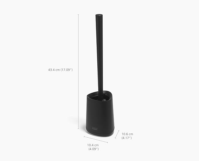 Joseph Joseph Flex 360 Lite Silicone Toilet Brush & Holder, 360 Clean, Anti-Drip, Replaceable Head, Black