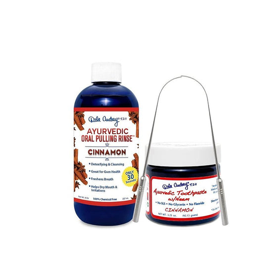 Oil Pulling for Teeth and Gums | Natural Oral Pulling Rinse Mouthwash | Cinnamon Flavor Mineralizing Tooth Paste for Whitening and Sensitive Teeth | Professional Flexible Metal Tongue Brush