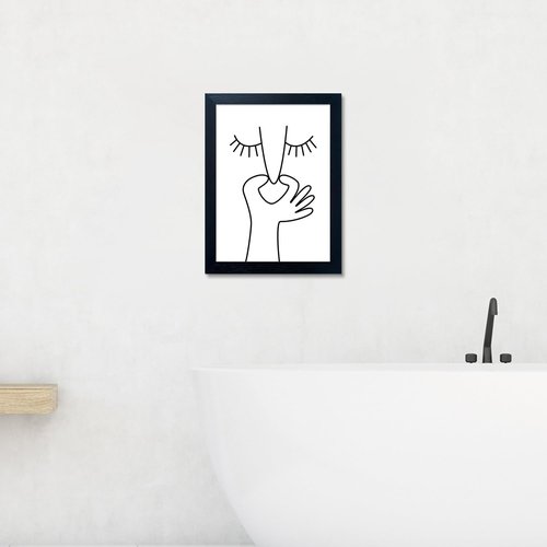 Framed Black and White Bathroom Wall Art - Funny Toilet Print Canvas Decor | Unique Bathroom Signs