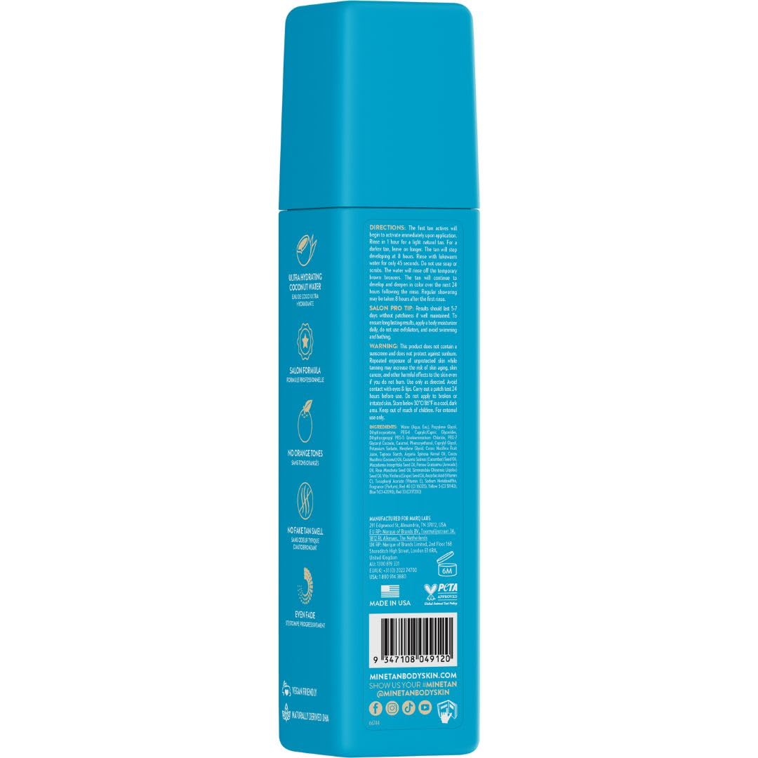 Minetan Self Tan Foam | Coconut - 1 Hour Express, Best Sunless Tanning Mousse for a Dark Bronze Skin Finish, Face & Body Fake Tanner, Ultra Hydrating Glow, Vegan & Paraben Free, 6.7 Fl Oz