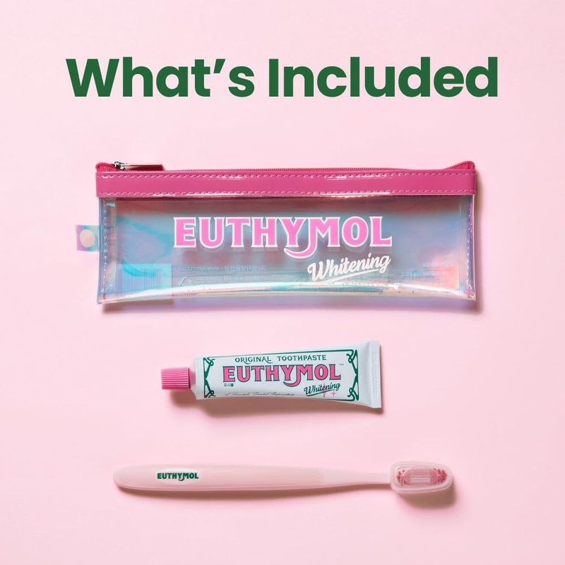 EUTHYMOL Whitening Travel Set (1.4 oz Toothpaste + 1 Toothbrush) – TSA-Friendly, Stain Removal in 2 Weeks, Long-Lasting Freshness for Sensitive Teeth & Gums, Bad Breath & Cavity Protection