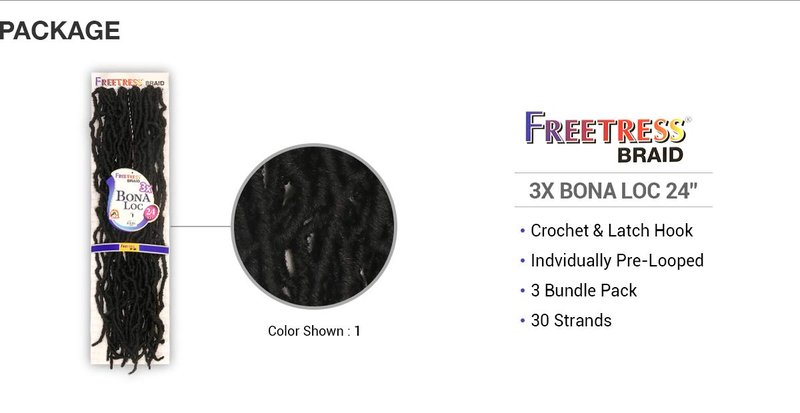 FreeTress Crochet Braids 3X Bona Loc 24" (3-PACK, T27)