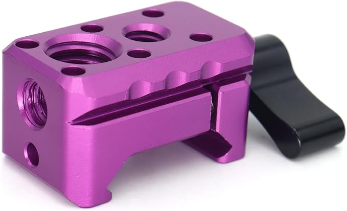 SZJELEN NATO Clamp Adapter,NATO Rail Lock Clamp Mount Quick Release with 1/4" 3/8" ARRI Thread for Camera Cage Handle Monitor LED Light Microphone Cold Shoe Magic Arm (Purple)