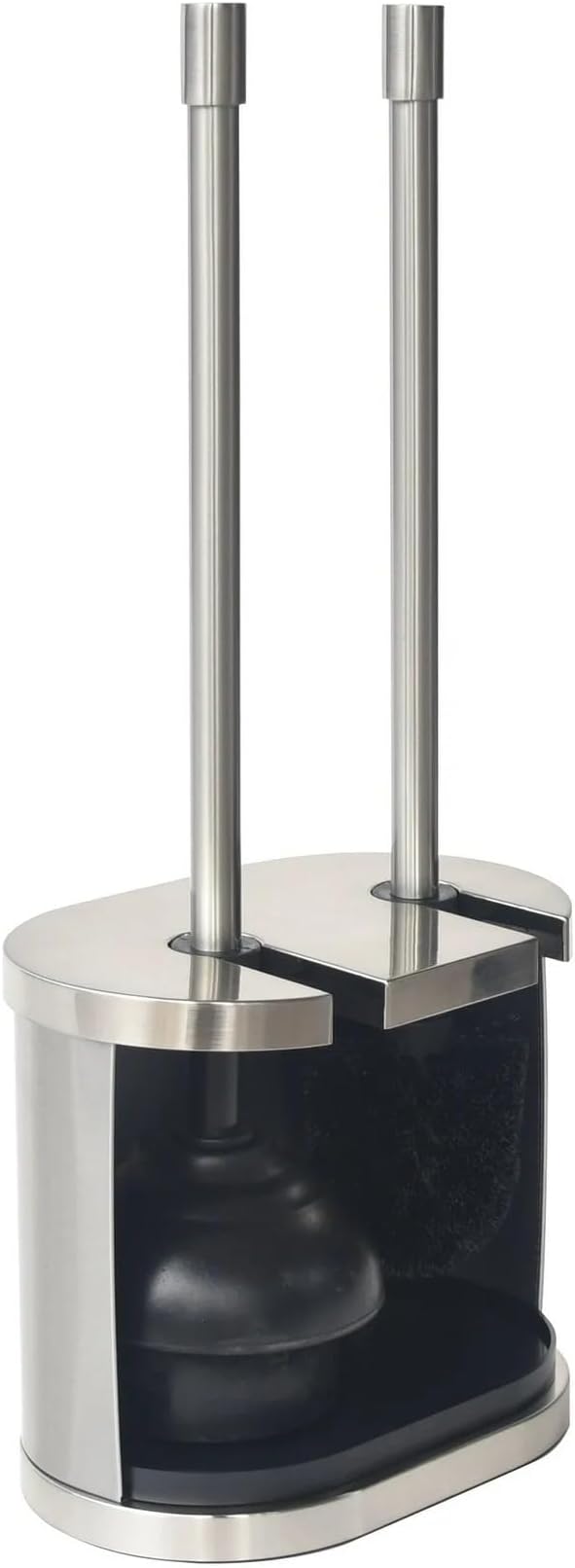 Metal Toilet Bowl Brush and Plunger Set – Toilet Brush, Bathroom Cleaning Tool, Toilet Plunger for Home and Bathroom, Brushed Nickel