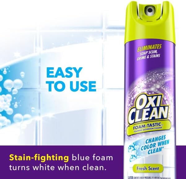 OxiClean Foam-Tastic Foaming Bathroom Cleaner, Fresh Scent, 19 oz (4 Pack)