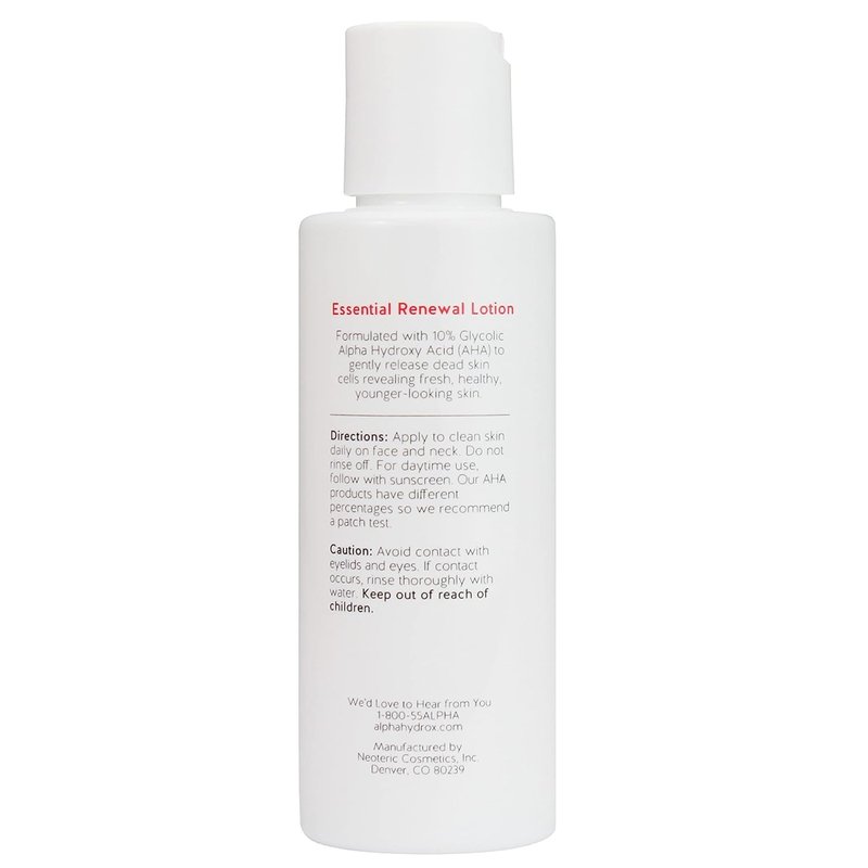 Alpha Skin Care Essential Renewal Lotion - 10% Glycolic AHA Anti-Aging Formula for Smoother Skin | 4 Oz, Pack of 2