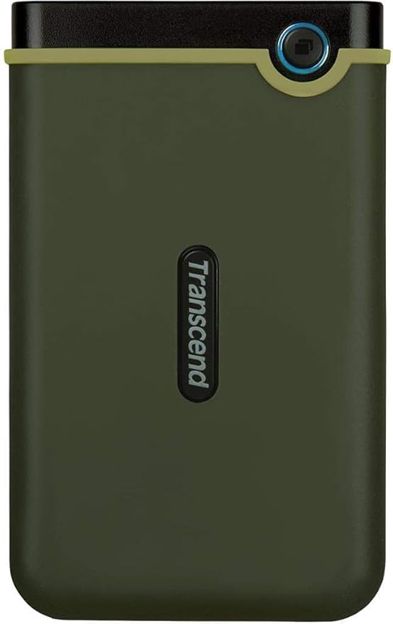 Transcend StoreJet 2TB Rugged External Hard Drive, USB3.1(5Gbps) Portable HDD w/One Touch Auto-Backup Button/Anti-Shock Resistant/Compact&Lightweight/Lightning-Fast Speeds, Military Green(TS2TSJ25M3G)
