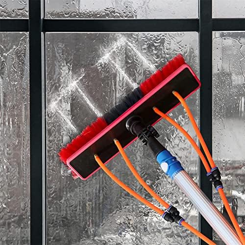 Glass Cleaning Brush Home Water Fed Telescopic Pole Kit Solar Panel Brush Rotating for Photovoltaic Panelï¼Telescopic Window Cleaning Pole with Large Brush Head 5m Extendable Solar Panel Clea