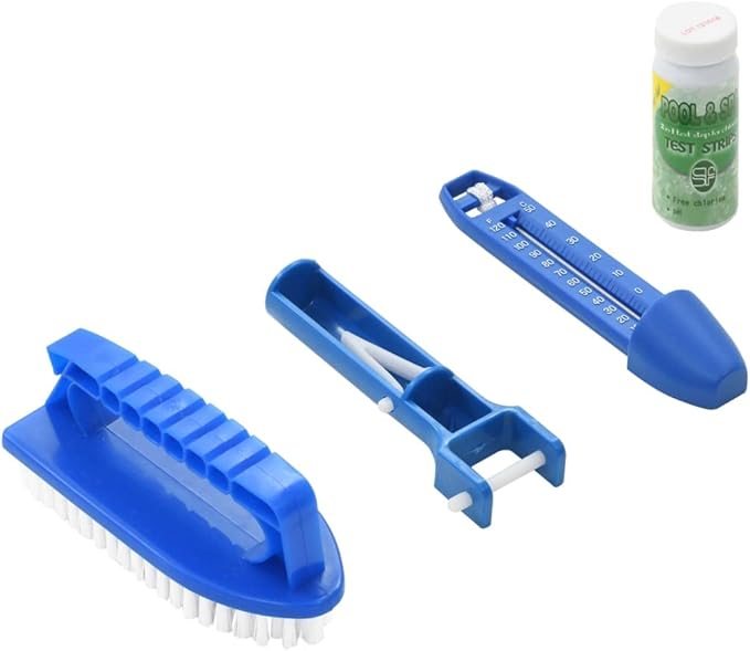 9-Piece Pool Maintenance Kit, White Blue ABS Aluminum, 24.6 ft Hose, Weighted Vacuum for Above Ground Swimming Pools, Outdoor Cleaning Tools