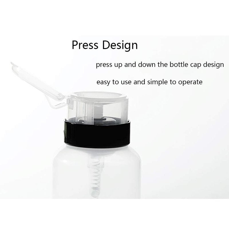 Hedume 16 Pack Push Down Empty Lockable Pump Dispenser Bottle, 6.8oz Professional Push Down Liquid Pumping Empty Bottle Dispenser for Nail Polish and Makeup Remover