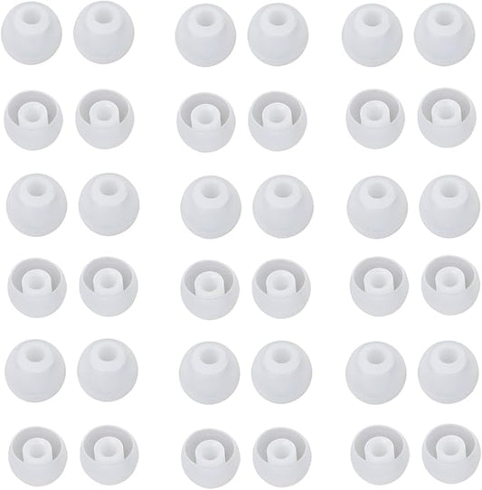 CYADCI 36 Pieces Medium Earbud Tips Soft and Comfortable Ear Bud Replacement Pieces Silicone Fit Most in-Ear Headphones，Inner Hole 3.8mm -5.5mm，Medium Clear White Replacement Eartips