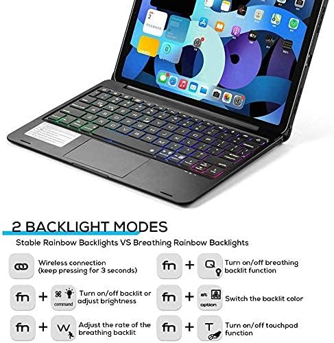 PboyiqiS Keyboard Case for iPad 10.2 9th/8th/7th Gen, Rotating Case for iPad9/iPad8/iPad7 with Backlits Touchpad Keyboard-360° Rotatable Smart Cover with Pencil Holder, Silver