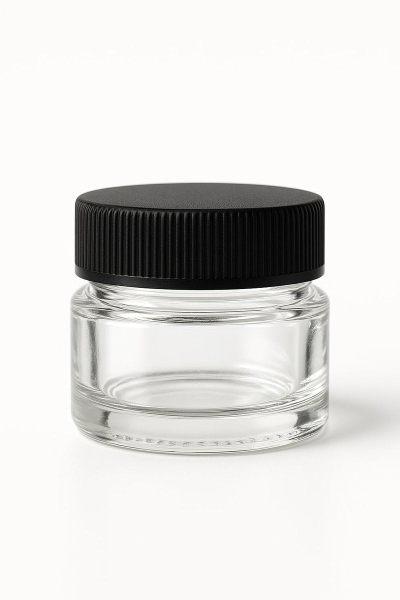 100 Pack 5ml Jar Screw Lid Black - Small Glass Cosmetic Packaging Container for Cream, Wax, and Balms