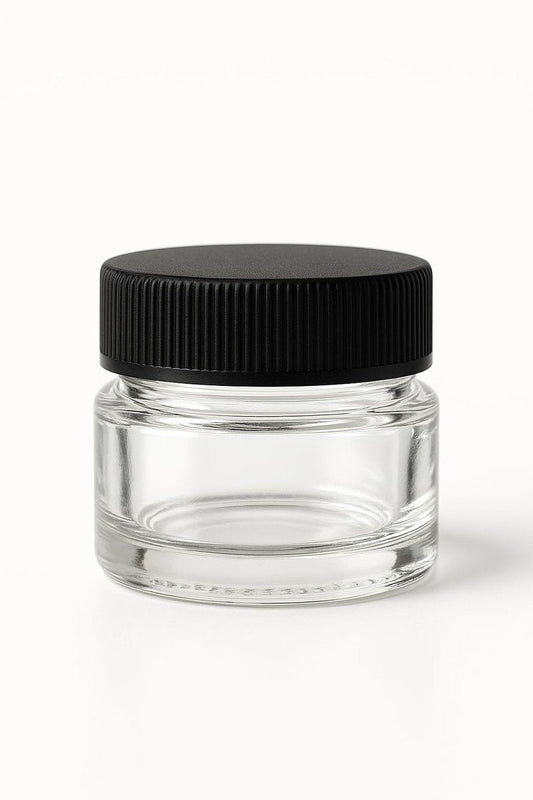 100 Pack 5ml Jar Screw Lid Black - Small Glass Cosmetic Packaging Container for Cream, Wax, and Balms