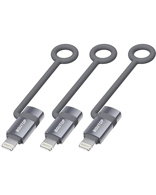 BOUTOP [MFi Certified] USB C to Lightning Adapter, Type C to Lightning Adapter Support 36W PD Fast Charging Compatible with iPhone iPad Gray -3 Pack