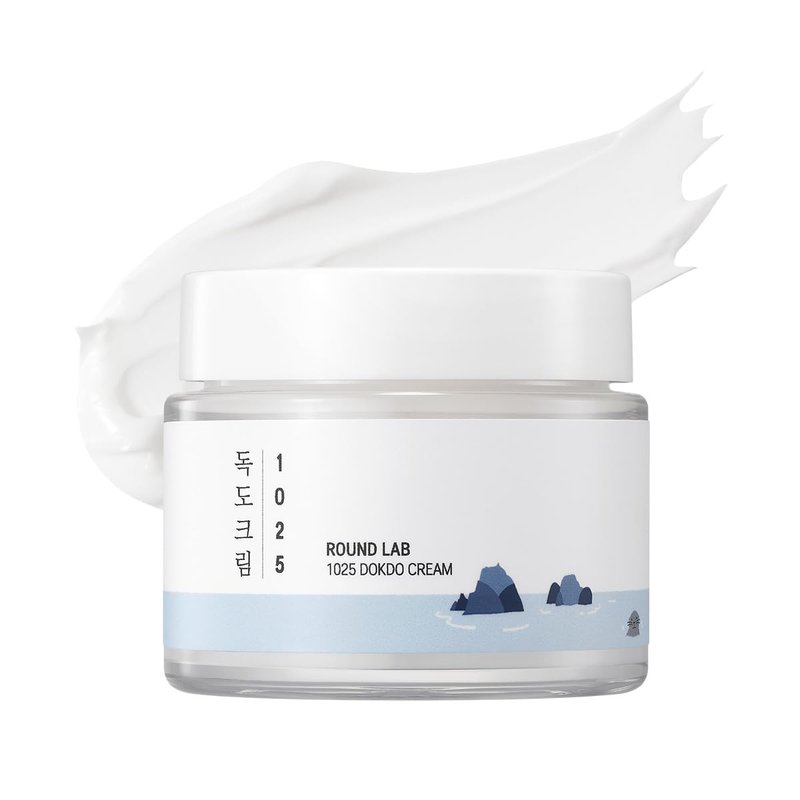 ROUND LAB 1025 Dokdo Cream - Deep Hydrating Face Moisturizer for Acne-Prone Skin | 2.71 Fl Oz, Ceramide Formula