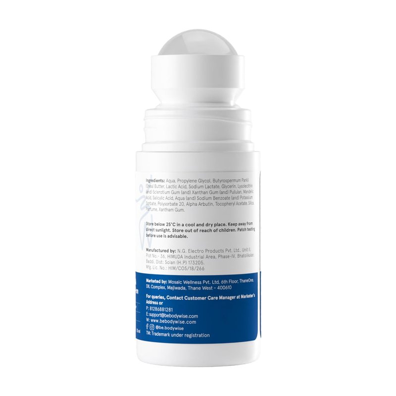 Be Bodywise Deodorant Roll on. Aluminum Free, Alcohol Free. With AHA BHA, Lactic Acid, Mandelic Acid. Prevents Odor, Reduces Pigmentation. Probiotic Toner for Women. Floral Scent. 1.7 Oz