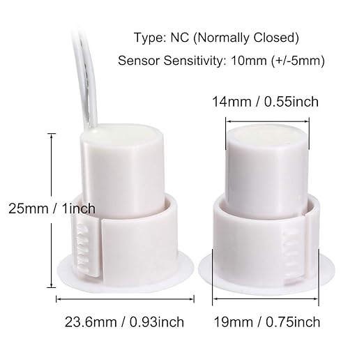 VictorsHome Magnetic Reed Switch RC-36 NC Recessed Wired Window Door Contact Sensor for Home Security and Burglar Alarm Systems 10 Pcs