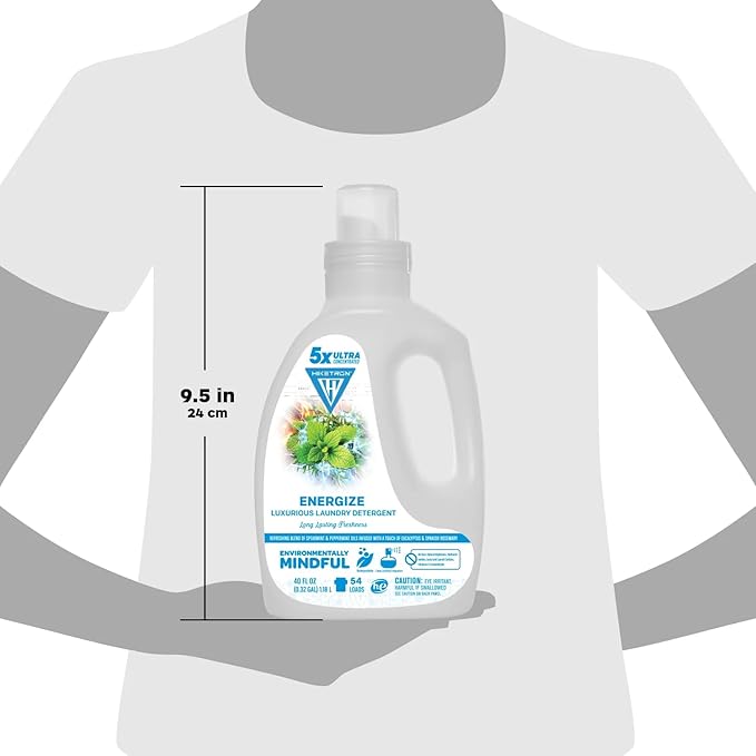 Hiketron Energize Liquid Laundry Detergent, 5x Ultra Concentrated, Tough Stains, Long Lasting Scent (80 Fl Oz, Pack of 2)