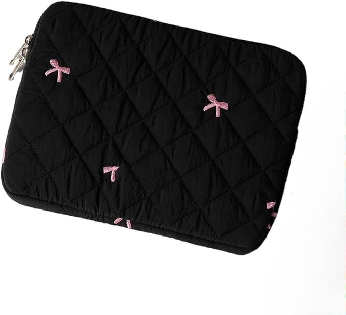 Attria Cute Bow Graphic Carrying Laptop Bag Y2K Preppy Laptop Sleeve Case Bag Kawaii Pad Computer Protect Case Pouch (15-15.6 inch,Black)