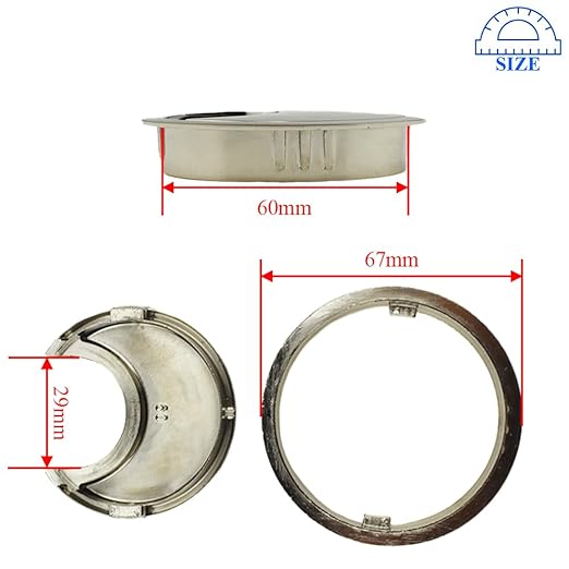 HAHIYO 2Pcs 2.4Inch/60mm Brushed Silver Zinc Alloy Desk Grommet Wire Grommet Cable Management Cord Hole Cover Desk Wire Hole Insert Wire Organizer for Computer Office Home School Equipment Systems