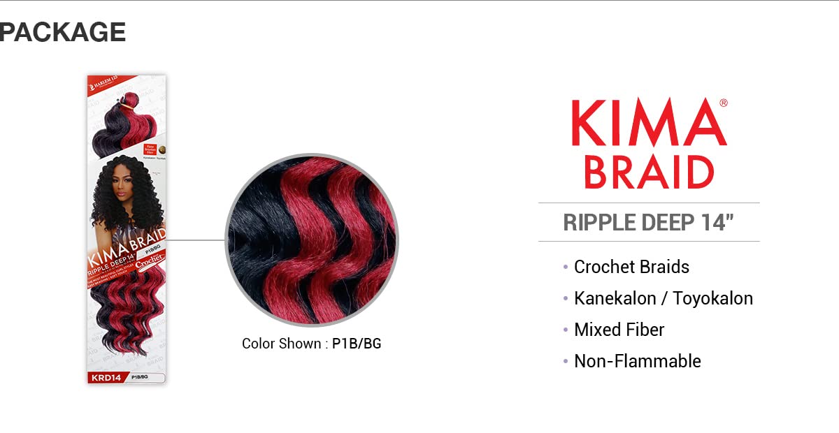 Harlem 125 Harlem125 Synthetic Hair Braids Kima Braid Ripple Deep 14 inches (5-pack, 4)
