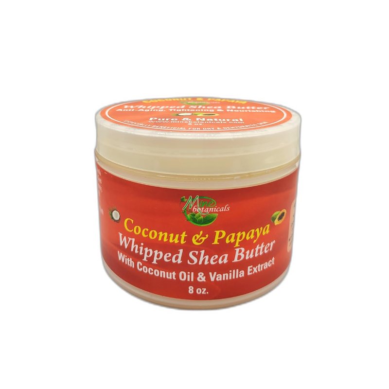 Coconut & Papaya Whipped Shea Butter - Nourishing Moisturizer with Coconut Oil & Vanilla Extract | 8 oz