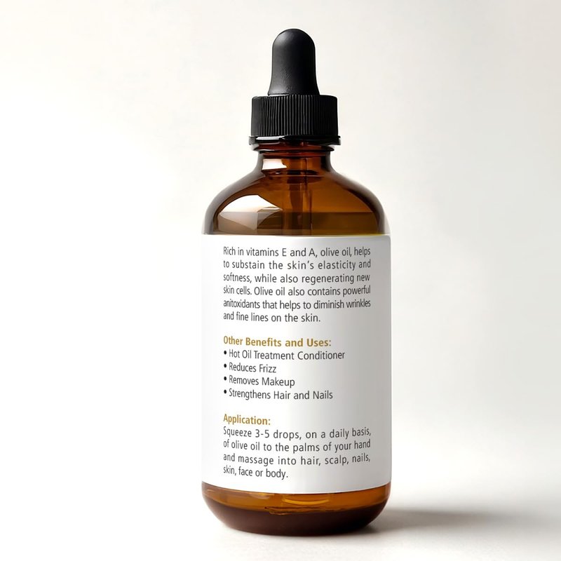 Renewalize Certified Organic Olive Oil - Dry Skin Body and Hair Moisturizer | Unrefined Extra Virgin Cold Pressed | Hot Oil Treatment