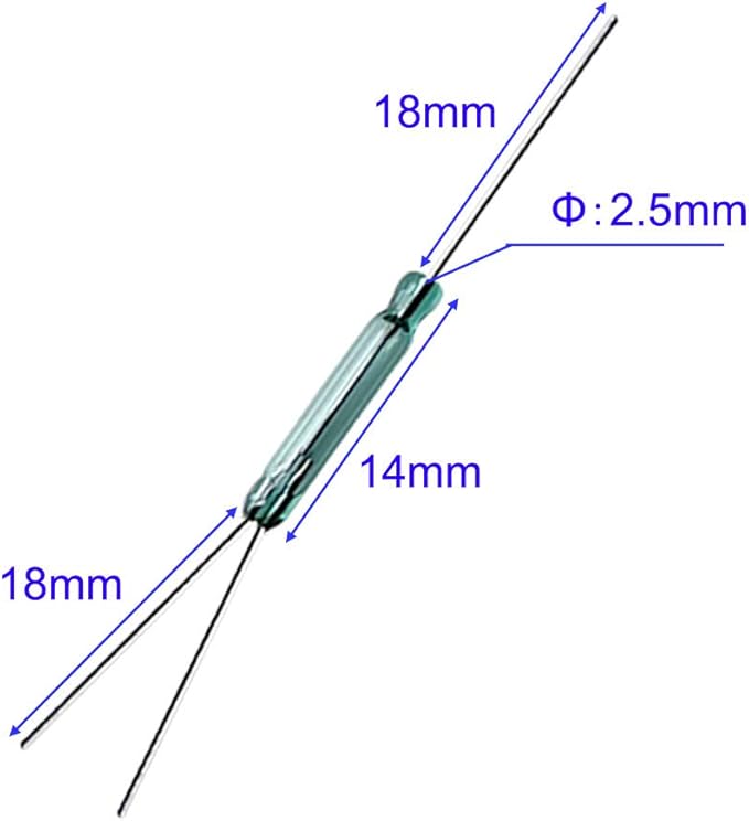 Gebildet 10pcs 4W 3 Pin Reed Switch Reed Contact Normally Open N/O N/C SPDT, Glass Reed Relay Magnetic Induction Switch (2.5mm x 14mm)
