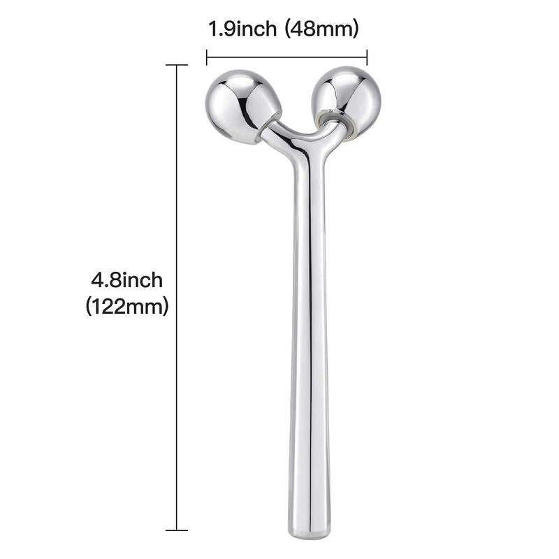 Tekson Faical Roller Massager and 3PCS Eye Roller Cream, 3D Metal Face Massage Tool for Reduce Puffines