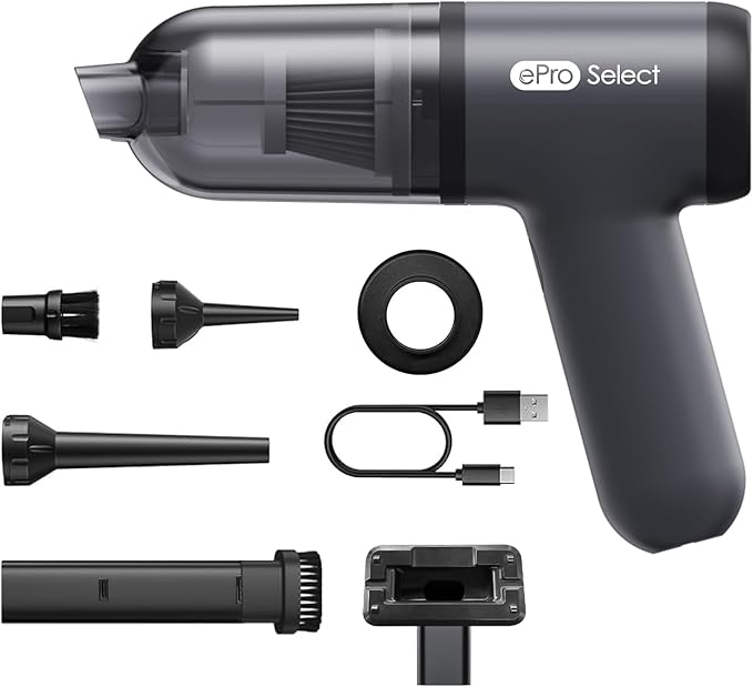 EPROEON EV1395 Cordless Handheld Vacuum Cleaner - 75W 12000Pa Strong Suction, 14-24min Runtime, 0.14L Dust Bin, Multi-Accessories for Stairs, Floors & Narrow Spaces