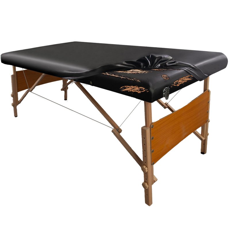 WUSOUPU PU Leather Massage Table Cover Protector Wipeable Massage Bed Cover Made of 4-Ways Elastic 100% Waterproof Material, Machine Washable, Fit Rectangular Tables 28-32" Wide (Black, 1Pcs)