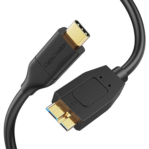 CableCreation USB C to Micro B Short Cable 1FT *3, 10G Micro B to USB C External Hard Drive Cable for iPhone 15/16/17,Samsung Galaxy S24,Seagate WD Westgate My Passport,MacBook Pro/Air, iPad/Tablet