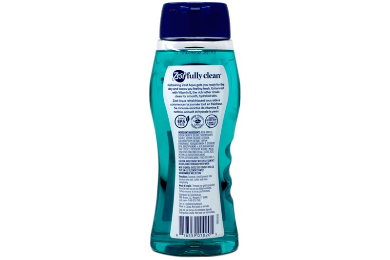 Zest Hydrating Body Wash - Aqua - Moisturizing Body Wash for Men and Women - Bath Soap with Vitamin E - Gentle Paraben Free Formula - 6 pc