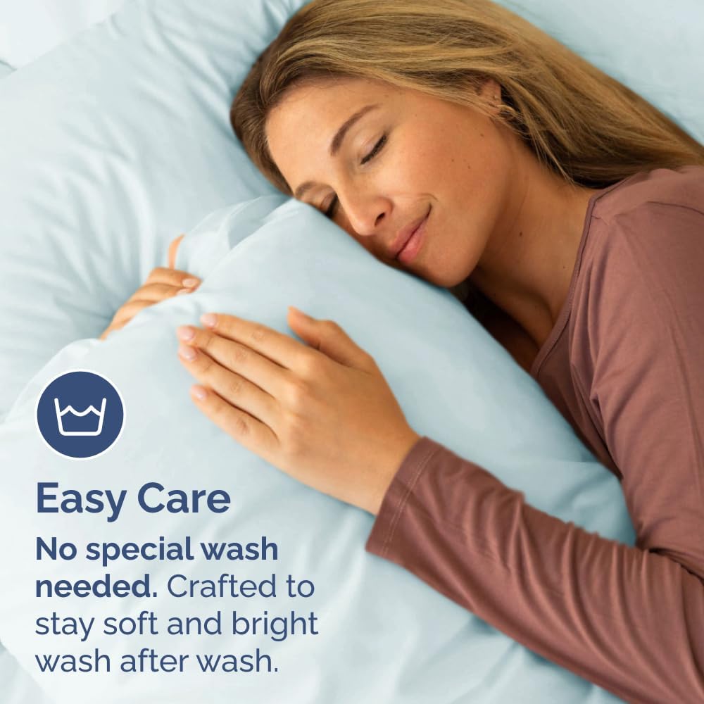 Skiennix Queen Pillow Cases Set of 2 - Ultra Soft Hotel Quality - Wrinkle Free & Stain Resistant - Ice Blue