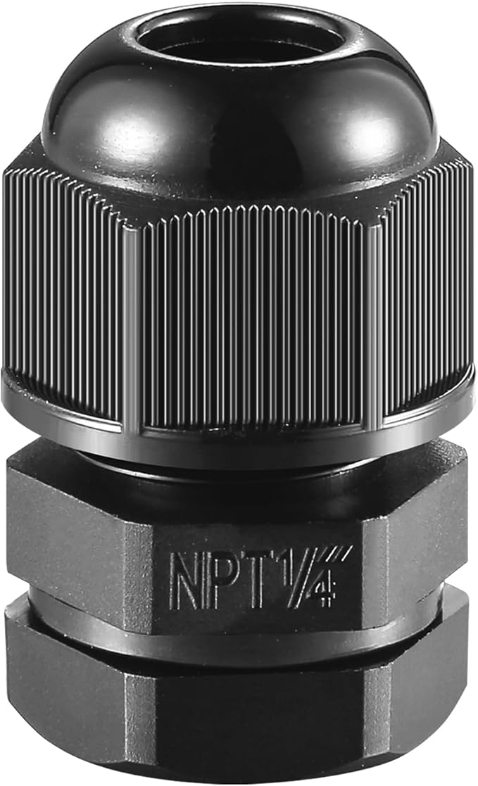 RTHIEAI 25 PCS 1/4"(4-8mm) NPT Nylon Cable Gland Joints with Gaskets, IP68 Adjustable Lock Nut Strain Relief Cord Grip Waterproof Cable Glands - UL Listed and RoHS Compliant