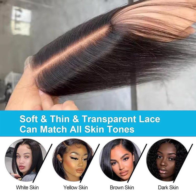 2x6 Hd Lace Closure Straight Indian Virgin Human Hair,18Inch Middle Part Pre Plucked Natural Hairline Transparent Swiss Lace Closure Human Hair