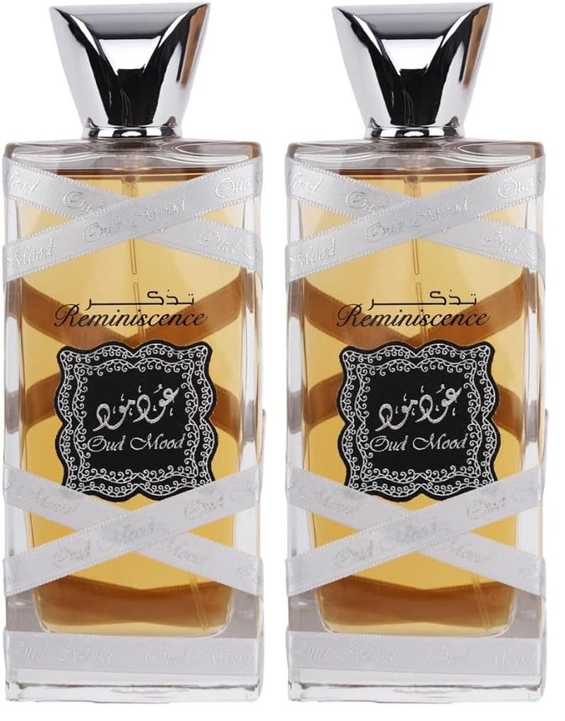 Lattafa Oud Mood Reminiscence for Unisex Eau de Parfum Spray, 3.4 Ounce (Pack of 2)