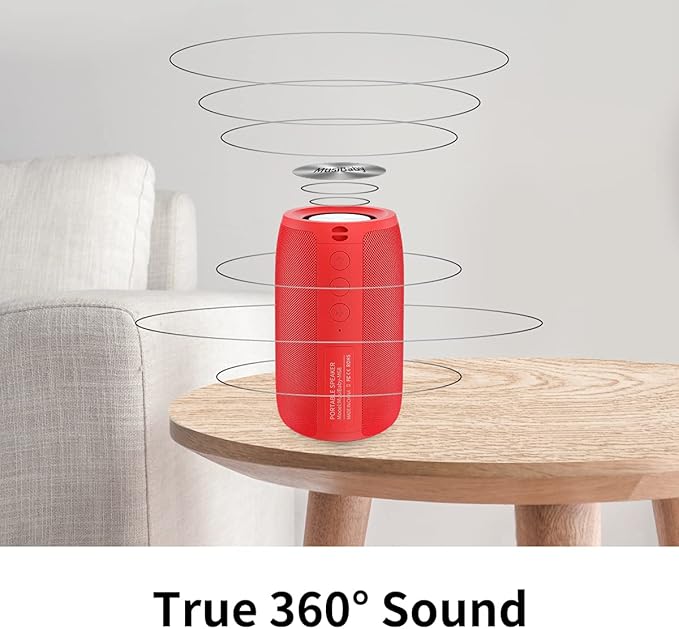 Musibaby M68 Bluetooth Speaker, 12W, IPX5, FM, USB AUX, Pure Red