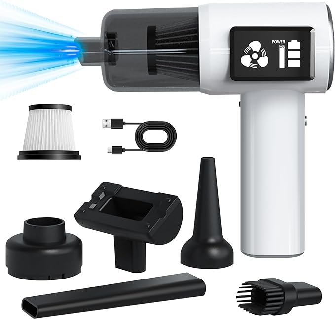 Bonbiyou Handheld Vacuum Cordless, 21000Pa Car Vacuum Cleaner & Air Duster, 4-in-1 Portable Mini Vacuum with Brushless Motor, USB-C Rechargeable Hand Vacuum for Car Interior, Pet Hair, Home & Office