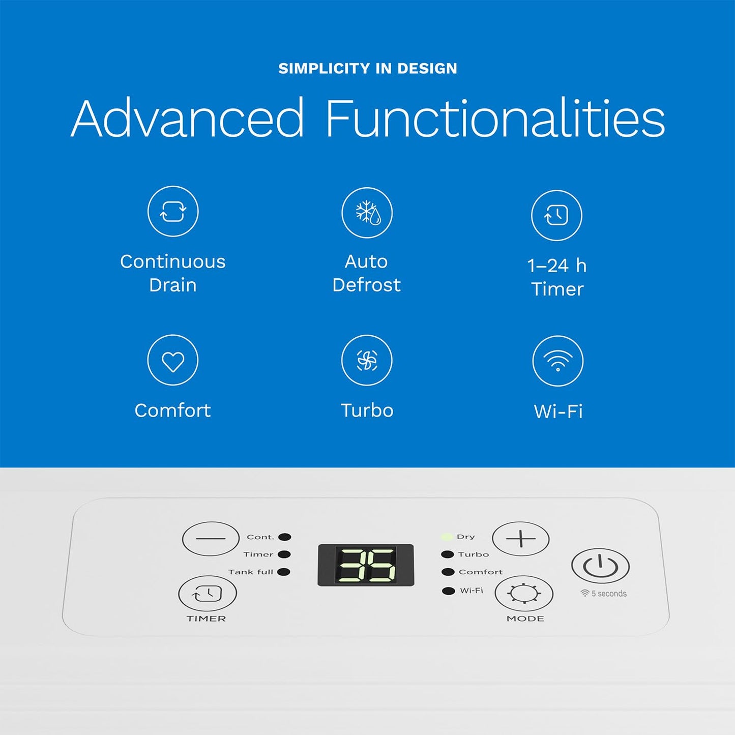 hOmeLabs Dehumidifier 1,800 Sq Ft Wi-Fi (8 Pint MAX 24 Pint at 95°F, 90% RH) for Advanced Humidity & Moisture Control, Quiet, Efficient, Auto Shut-off, Ideal for Home, Basement, Office