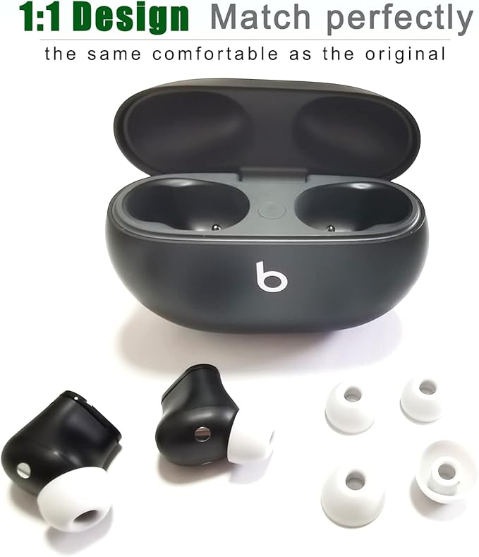 Replacement Ear Tips for Beats Studio Buds+, Fit Pro, Solo Buds, PowerBeats Pro 2 - Silicone Earbud Tips Noise Isolating Comfort Fit 6 Pairs (Gray White, S/M/L)