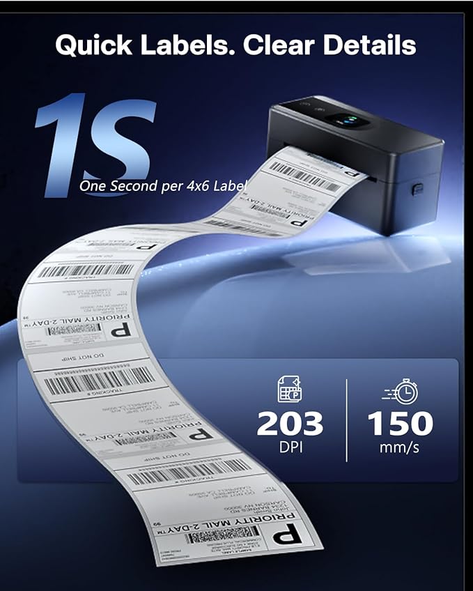 Thermal Printer with Touchscreen – Upgraded Bluetooth 4x6 Thermal Label Printer with Label Holder for Small Businesses, Compatible with Phone, PC, Tablet, Widely Used for Amazon, Shopify, Etsy, Tiktok