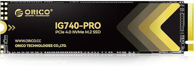 ORICO Industrial SSD 2TB M.2 NVMe SSD, PCIe 4.0 Drive with 7450MB/s Read Speed, TLC NAND, Advanced Data Security and Innovative Heatsink, for Industrial PC, Personal Laptop and PS5 - IG740PRO