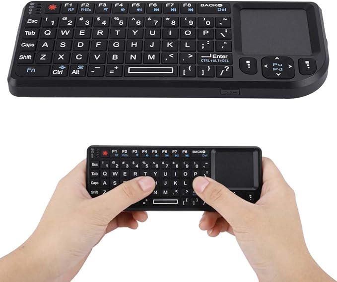 Serounder 2.4GHz Touchpad Keyboard,A8 Mini Rechargeable Ultra-Thin Mini USB Backlit Keyboard with IR Light for HTPC for /4 for 360 and ONE(QWERTY Keypad)