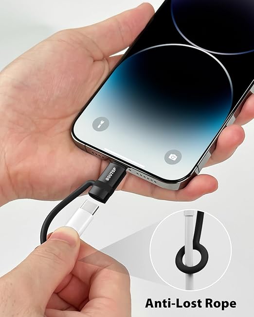 BOUTOP [MFi Certified] 36W USB C to Lightning Cable Adapter, Support Data Sync/PD Fast Charging Compatible with iPhone iPad AirPods, with Anti-Lost Holder - Black 2 Pack